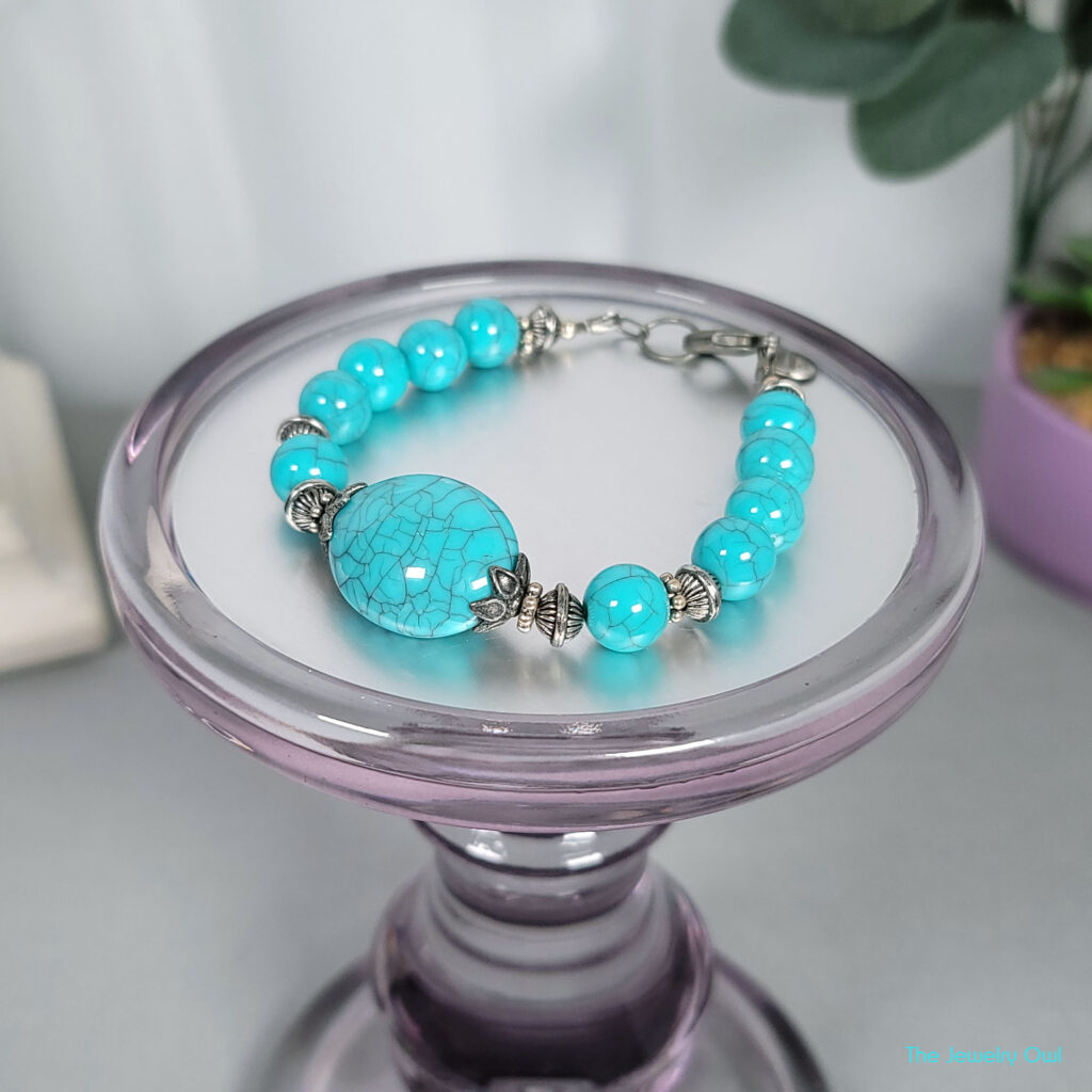 Turquoise Blue Beaded Bracelet by The Jewelry Owl
