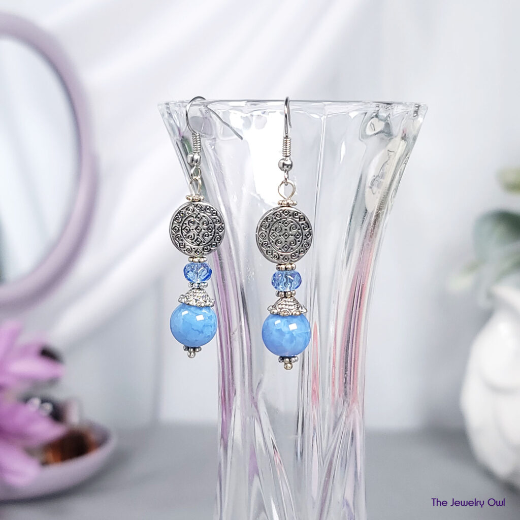 Blue Fire Agate Drop Earrings by The Jewelry Owl (thejewelryowl)