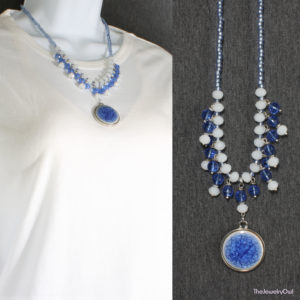 120-1-Blue Beaded Fringe Necklace