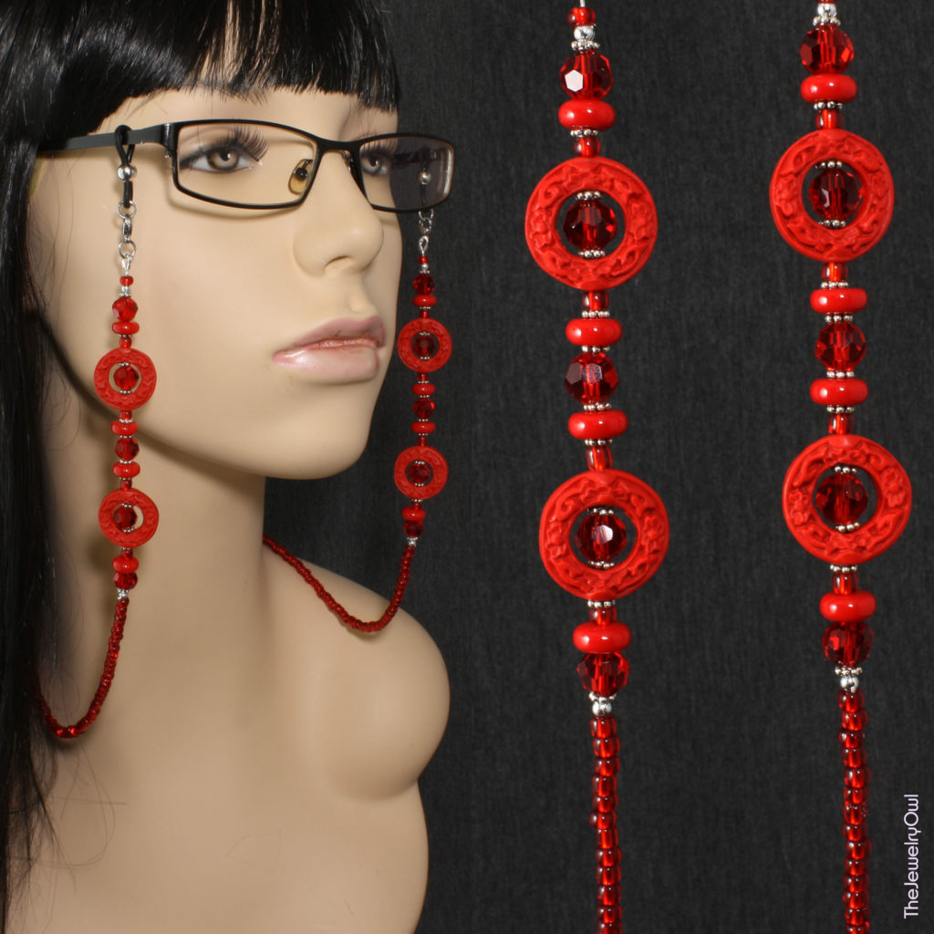 126-1-Cinnabar Red Eyeglass Beaded Chain