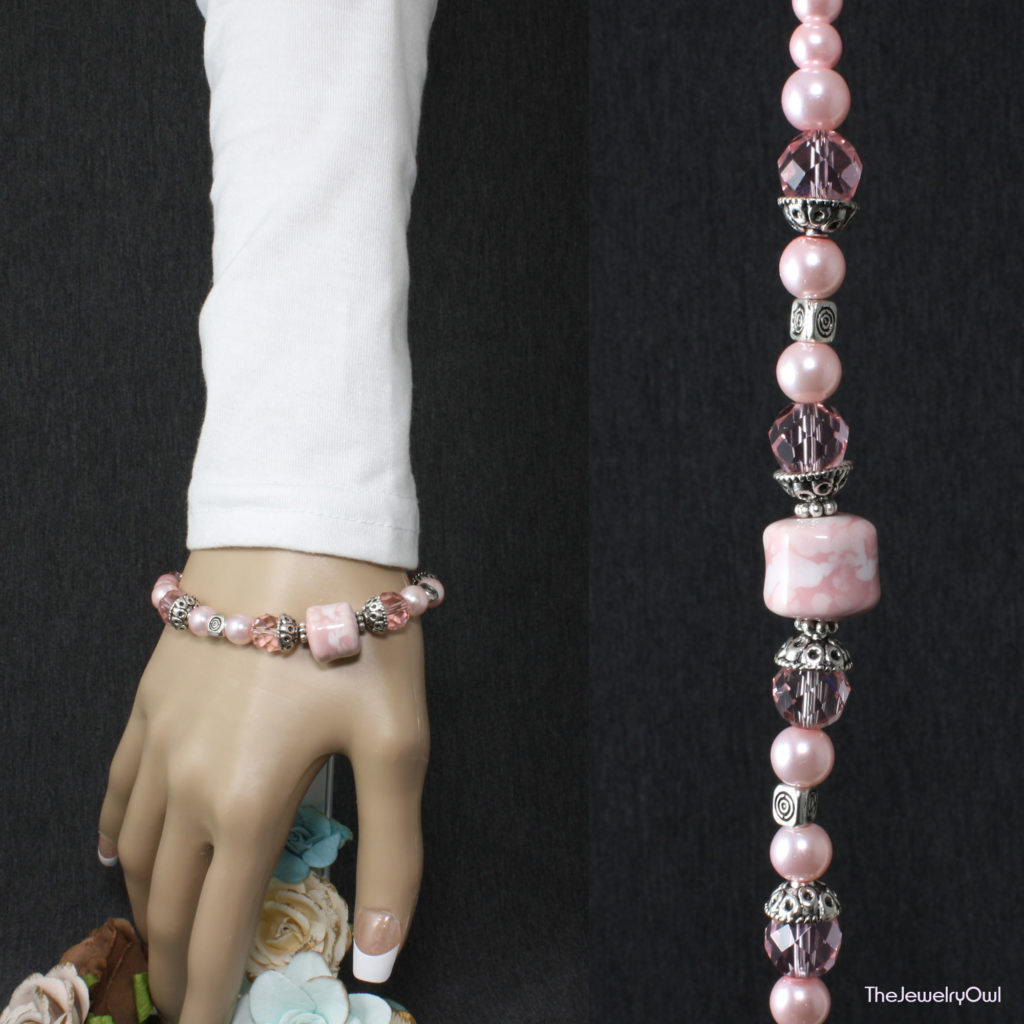 163-1-Pink Pearl Beaded Bracelet