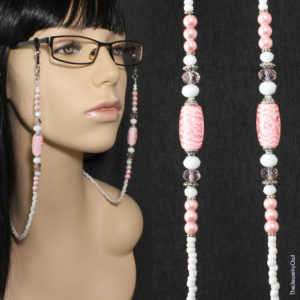 184-1- Pink and White Eyeglass Beaded Chain