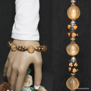 21-1-Orange and Black Beaded Bracelet