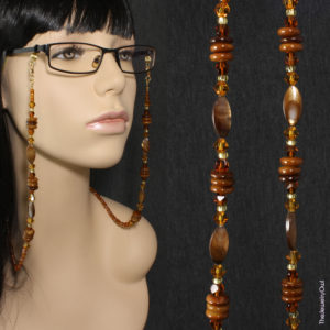 286-1-Amber Shell Gold tone Eyeglass Chain