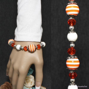 316-1-Orange and White Striped Bracelet
