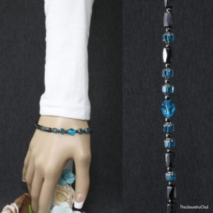 330-1-Hematite and Aqua Blue Bracelet