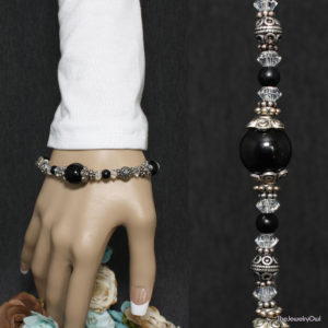 37-84-1-Black and Silver Beaded Bracelet