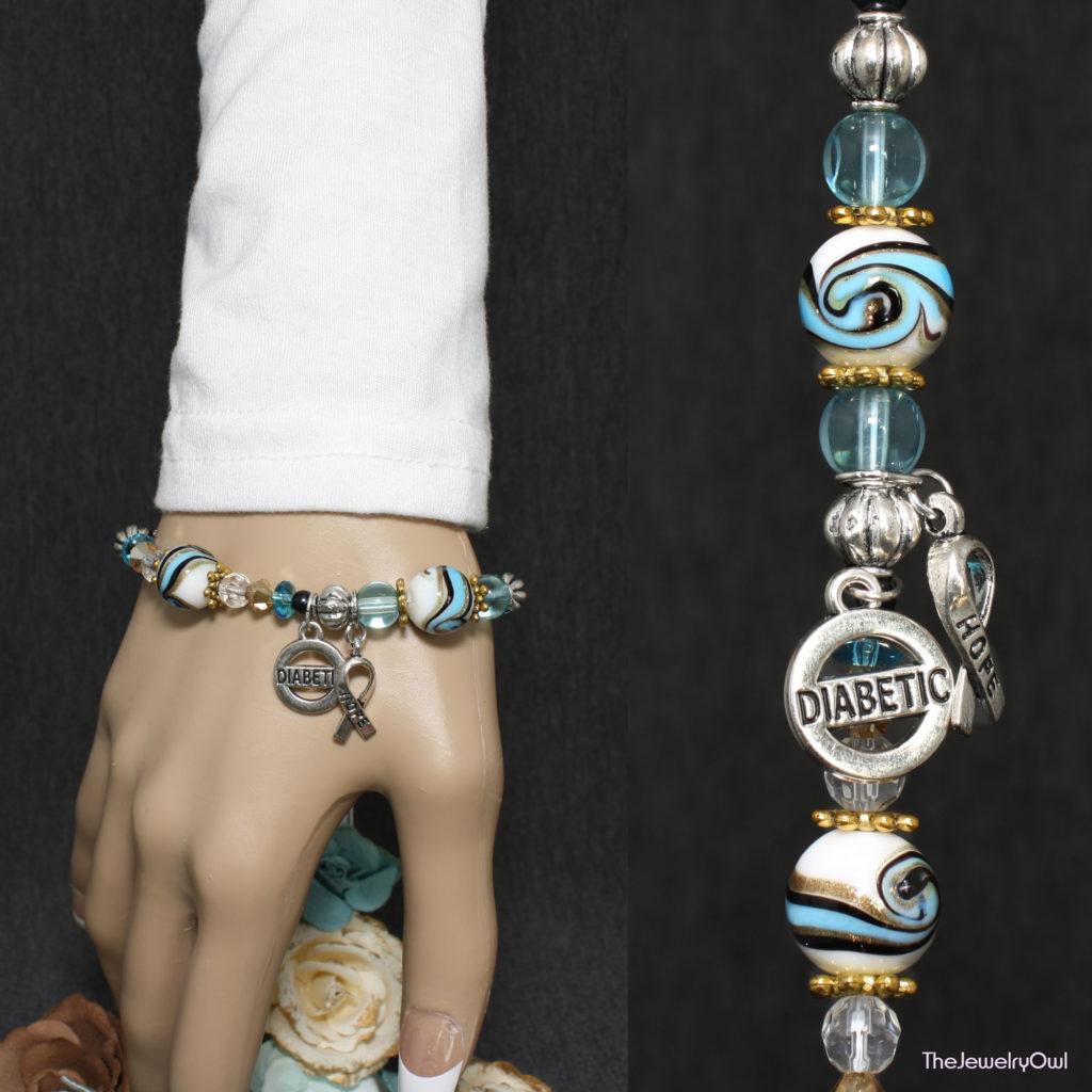 379-1-Diabetic Aqua Blue Bracelet