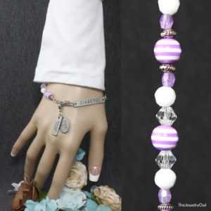 441.1-Slim Purple and White Interchangeable Diabetic Bracelet