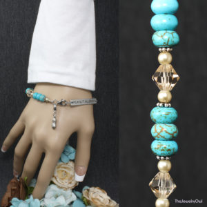 443-1-Turquoise and Taupe Interchangeable Diabetic Bracelet