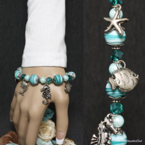 445-1-Sea animal aqua blue charm bracelet