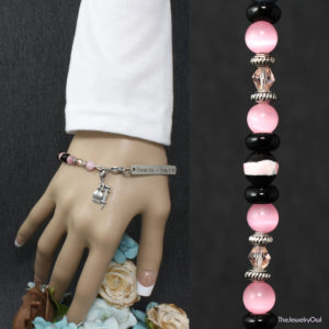 481-1-Pink and Black Interchangeable Diabetic Bracelet