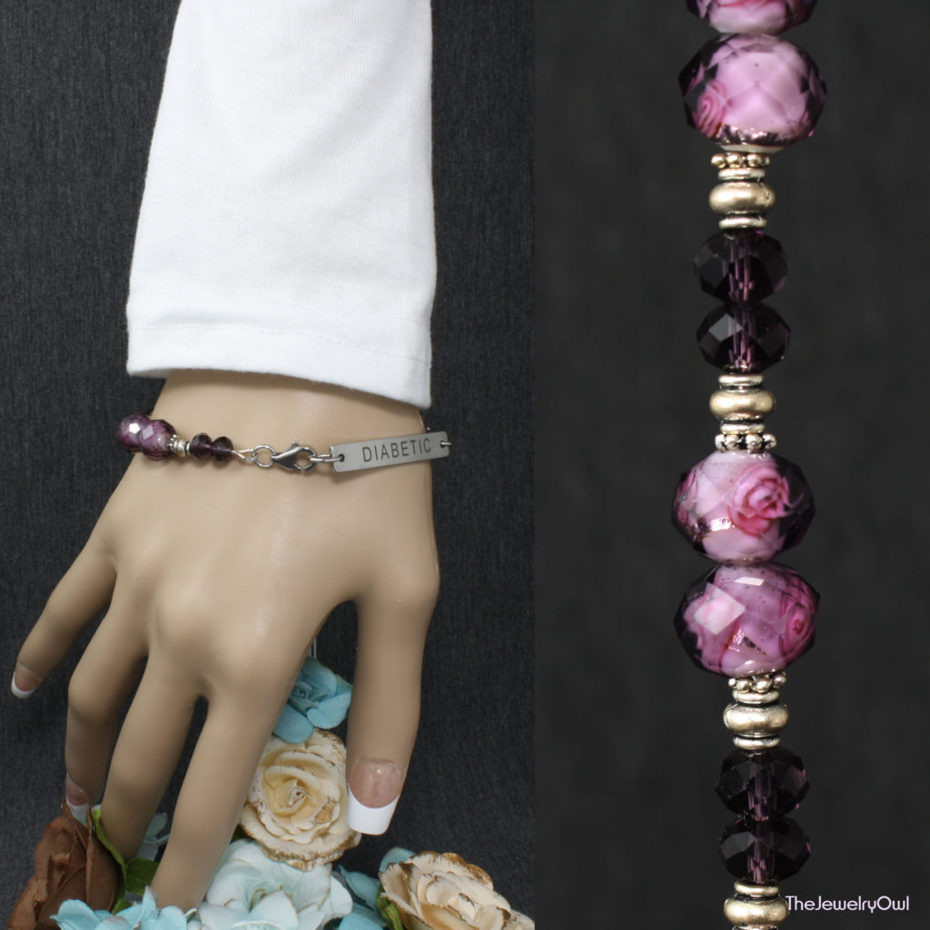 486-1-Purple Amethyst Interchangeable Diabetic Bracelet_