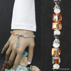 488-1-Amber Crystal Interchangeable Diabetic Bracelet
