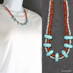 508-1-Double Strand Turquoise Bar Necklace