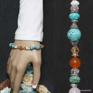 511-1 Turquoise Orange Beaded Bracelet