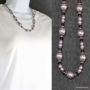 539-1-Purple Faux Pearl Necklace