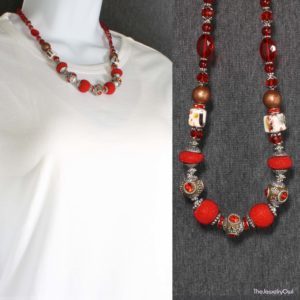 542-1-Red Chunky Necklace