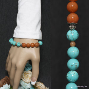 547-1 Turquoise Orange Beaded Bracelet