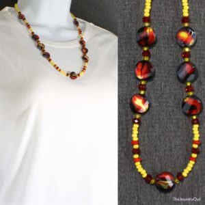 61-1-Red and Yellow Czech Beaded Necklace