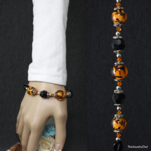 70-1-Black & Orange Beaded Bracelet