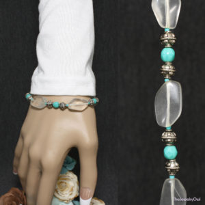 92-1-Turquoise and Clear Nugget Bracelet