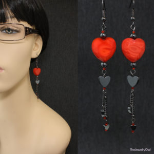 E222-1-Red Heart Earrings