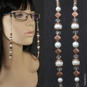 G057.1-Copper and White Eyeglass Beaded Chain