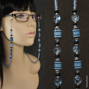 G065.1-Blue and Black Eyeglass Beaded Chain