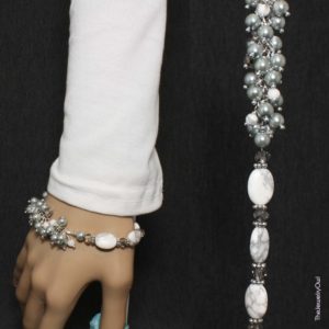 191-1 White Howlite and Gray Pearl Bracelet