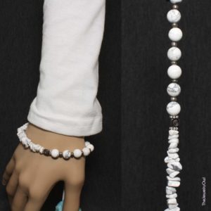 193-1 White Howlite Beaded Bracelet