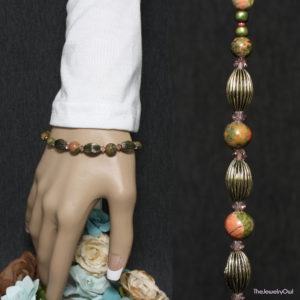 500-1-Unakite and Antique Brass Bracelet
