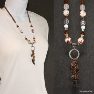 221-1 Brown and White Suede Necklace