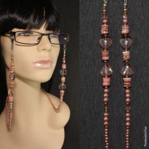 204-1 Pink Heart Pearl Eyeglass Chain