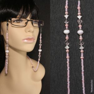 228-1 Pink and Silver Beaded Eyeglass Chain