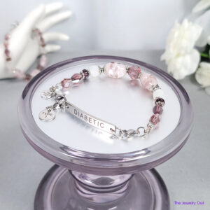 Amethyst Purple Lampwork Diabetic Medical Bracelet