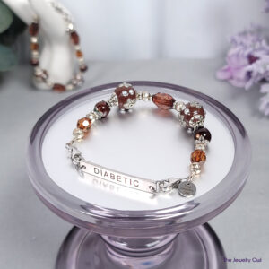 Brown Boho Diabetic Medical Beaded Bracelet
