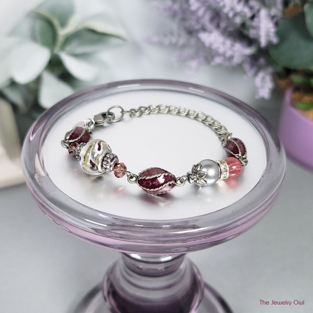 Amethyst and Oxidized Silver Chain Bracelet by The Jewelry Owl (thejewelryowl)