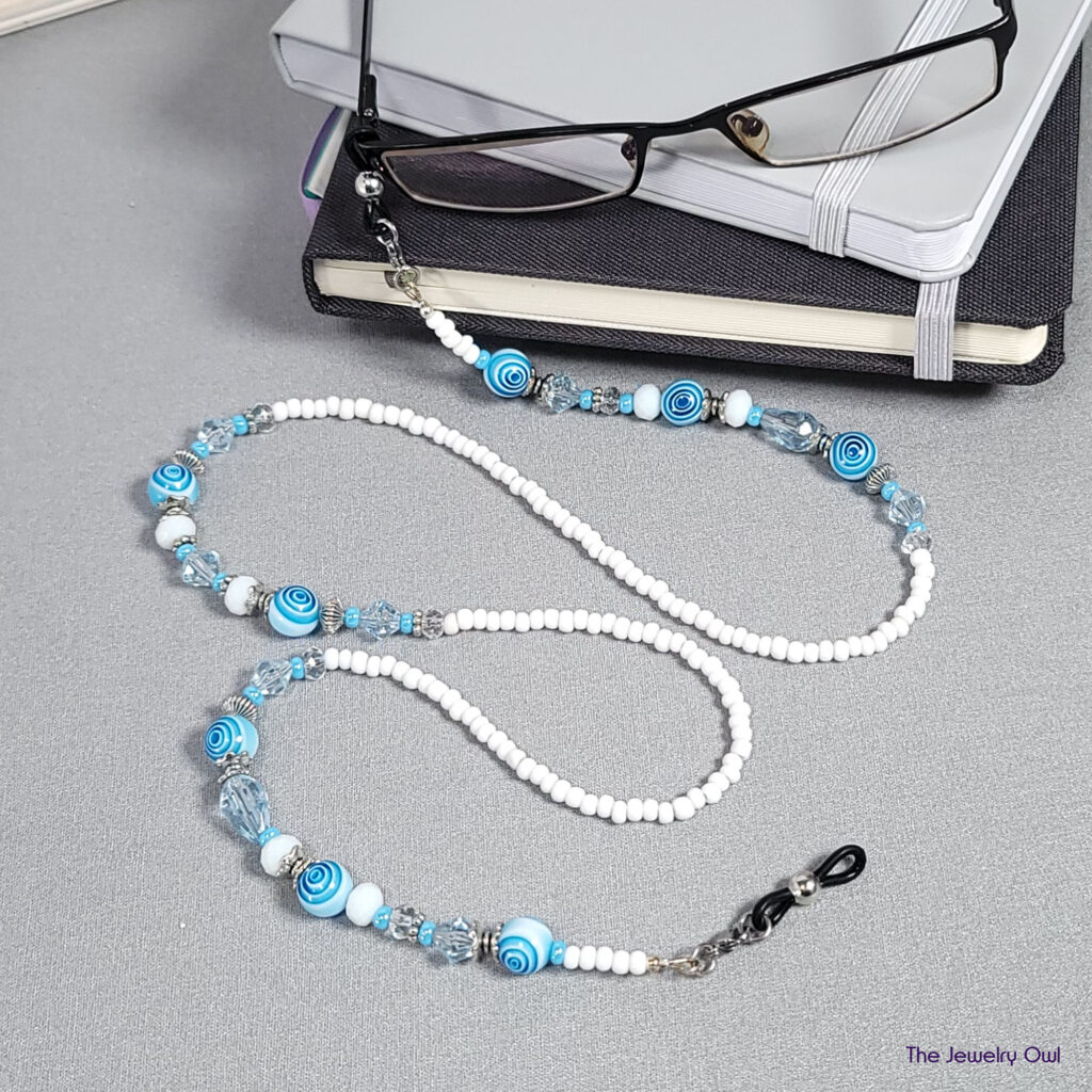 Blue Millefiori Beaded Eyeglass Chain