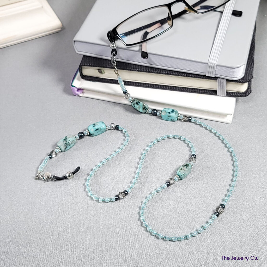 Blue Sesame Jasper Beaded Eyeglass Chain