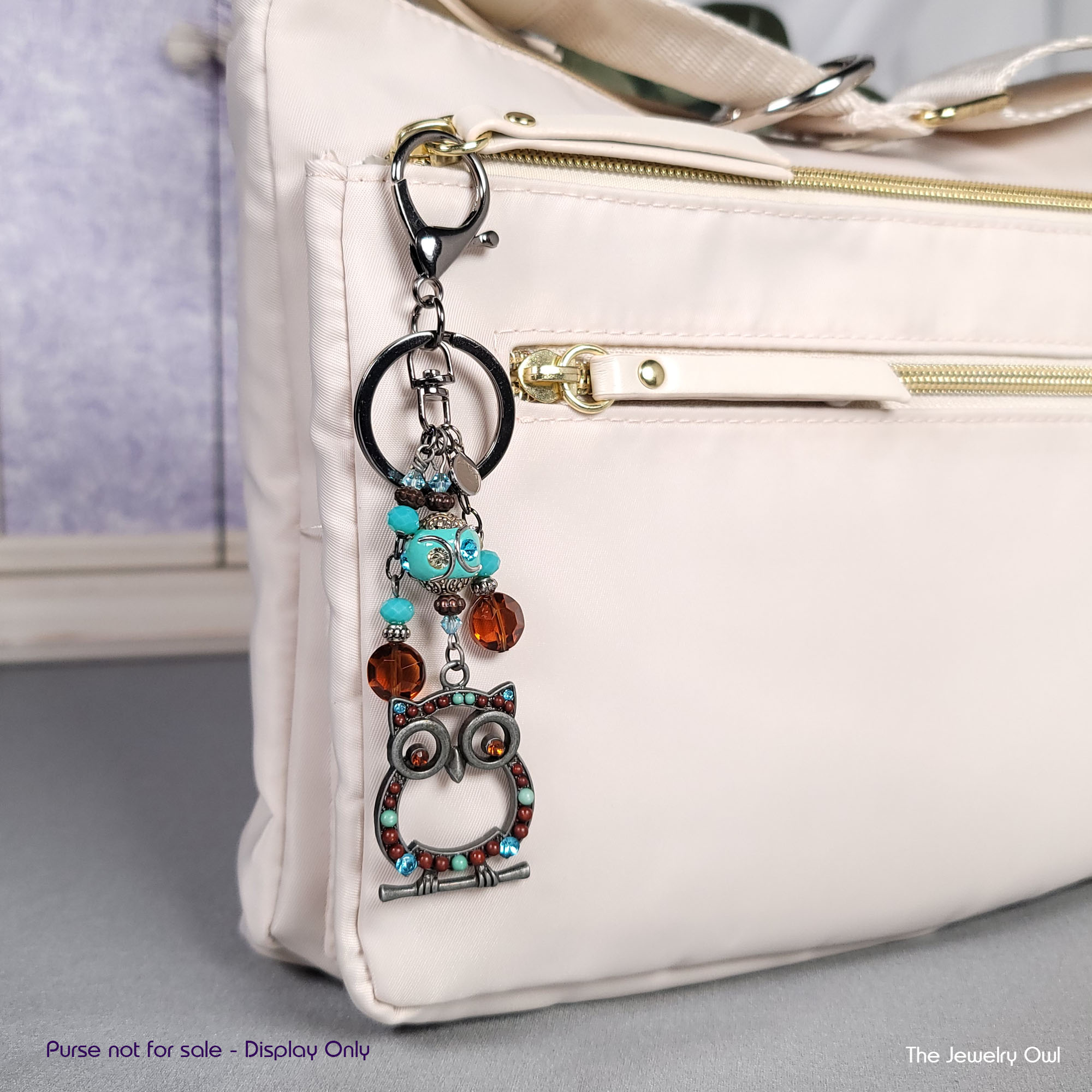 Turquoise and Brown Owl Purse Charm by The Jewelry Owl (thejewelryowl)