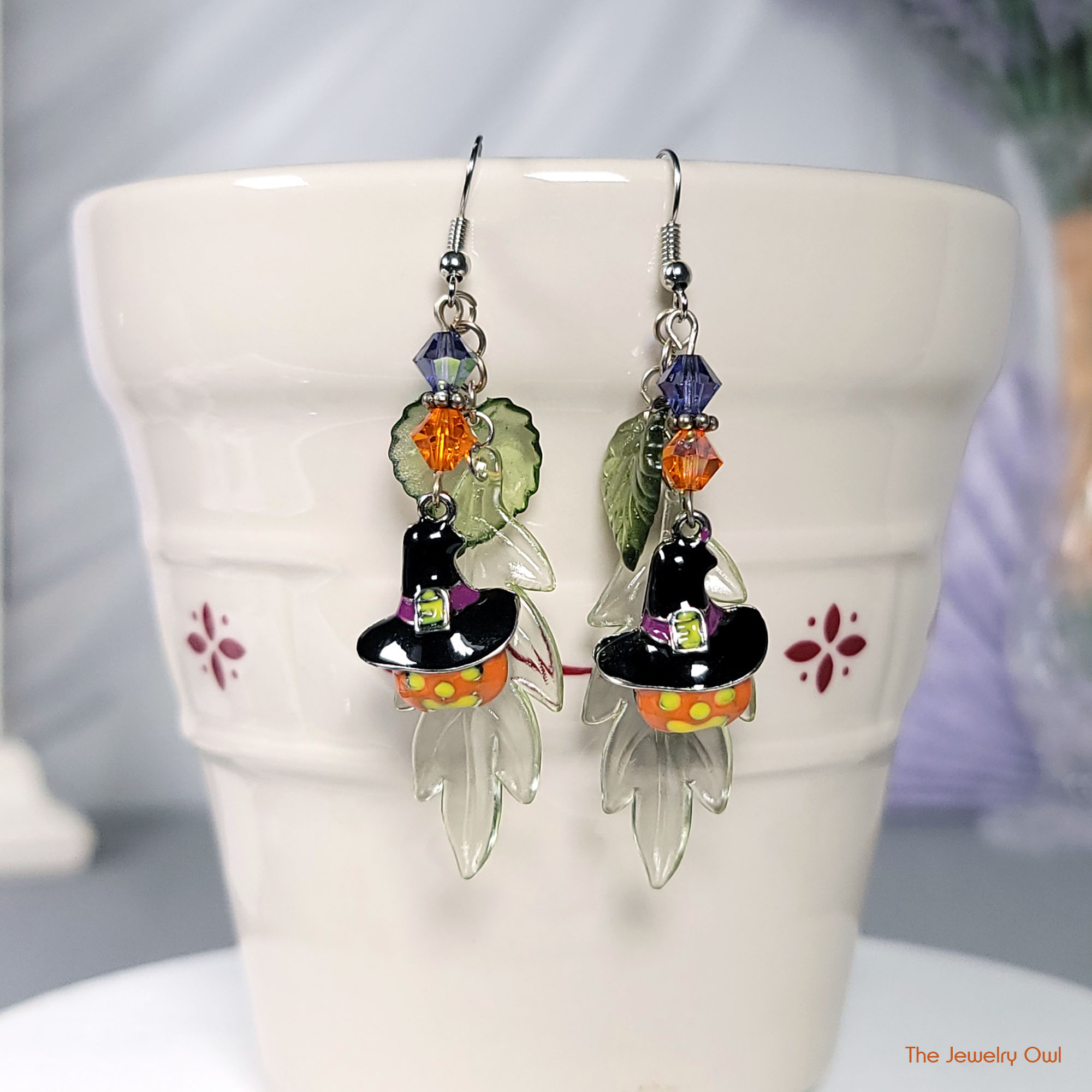 Pumpkin Witch Earrings, Halloween Jewelry by thejewelryowl
