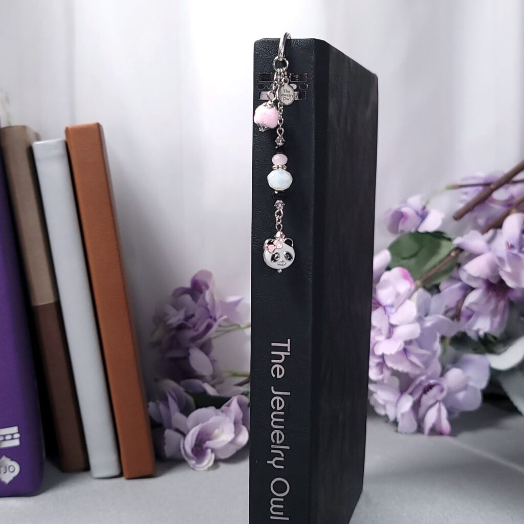 Pink and Black Panda Metal Hook Bookmark by The Jewelry Owl (thejewelryowl)