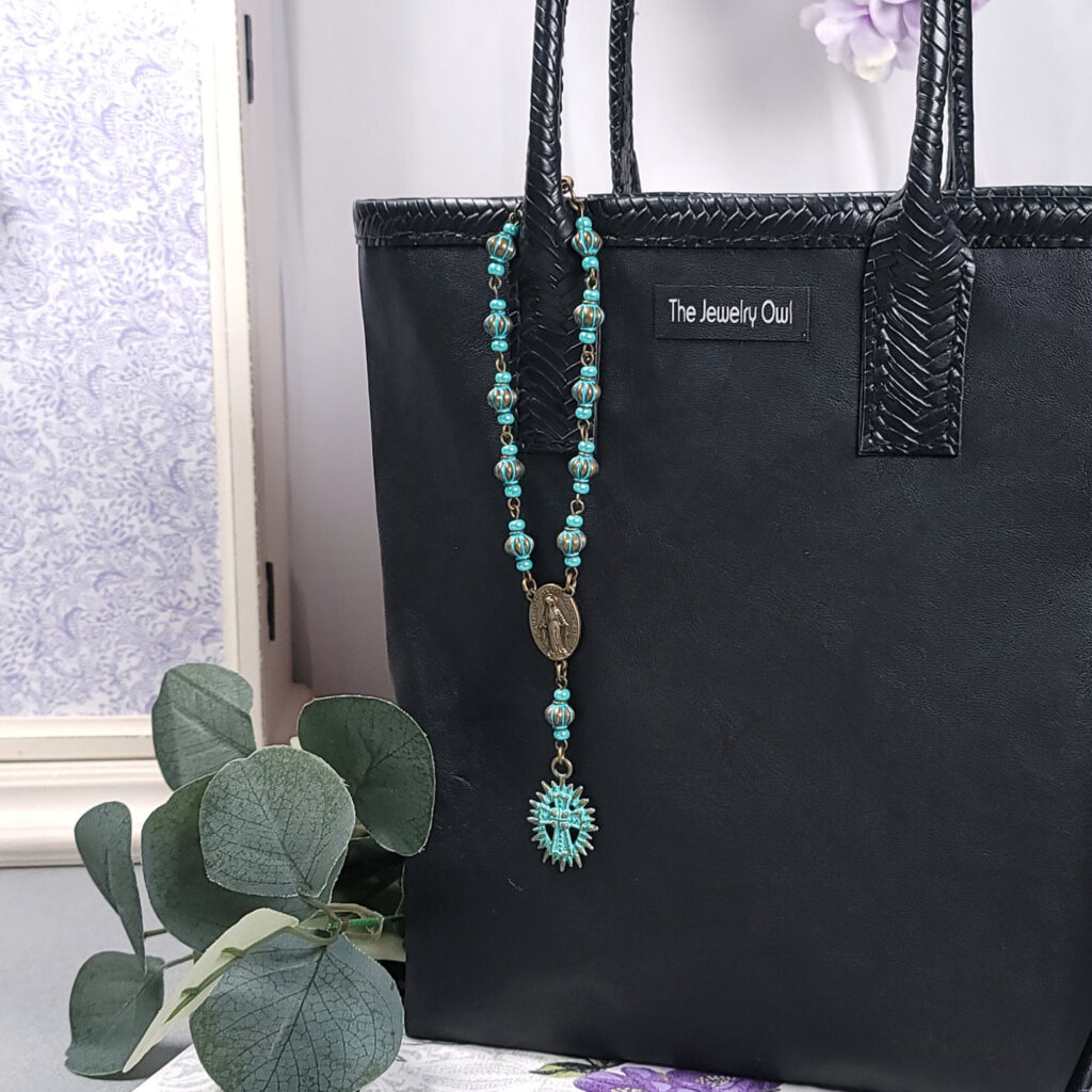 Antique Bronze and Patina Rosary Purse Charm by The Jewelry Owl (thejewelryowl)