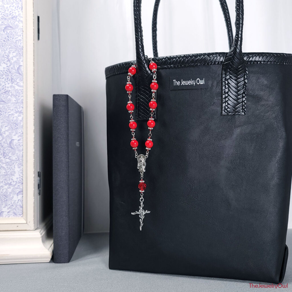 Red Rosary Purse Charm by The Jewelry Owl (thejewelryowl)