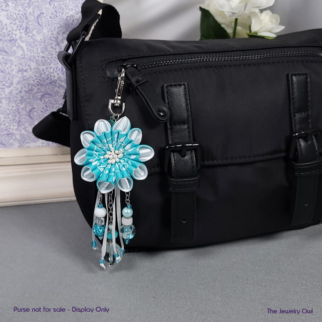 Turquoise Blue Flower Purse Charm by The Jewelry Owl (thejewelryowl)