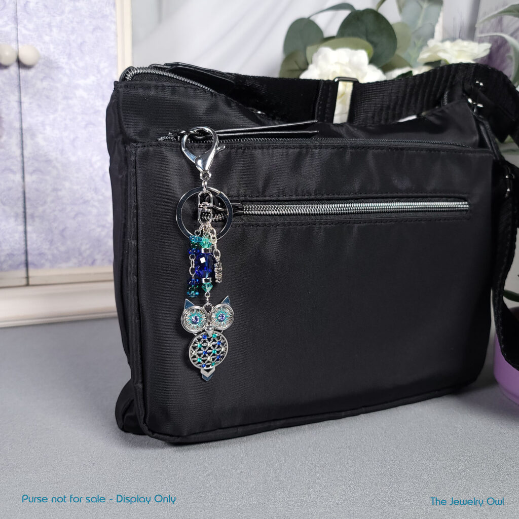 Silver Blue Owl Purse Keychain Charm by The Jewelry Owl (thejewelryowl)