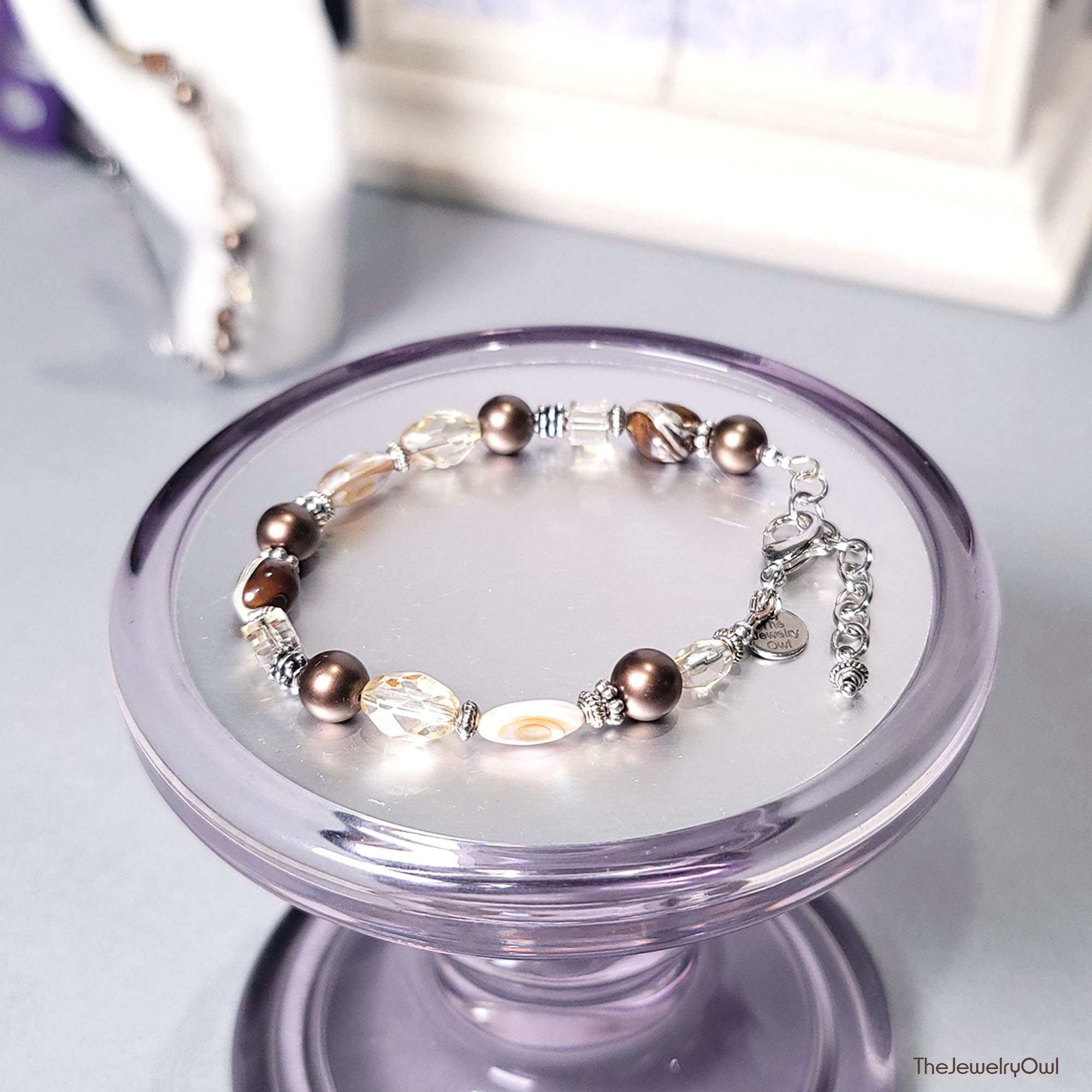 Brown Mix Beaded Ladies Bracelet by The Jewelry Owl (thejewelryowl)