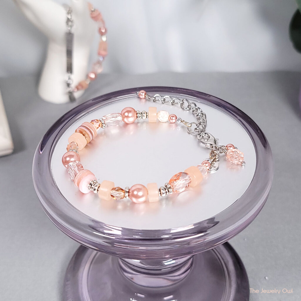 Blush Pink Beaded Bracelet by The Jewelry Owl (thejewelryowl)
