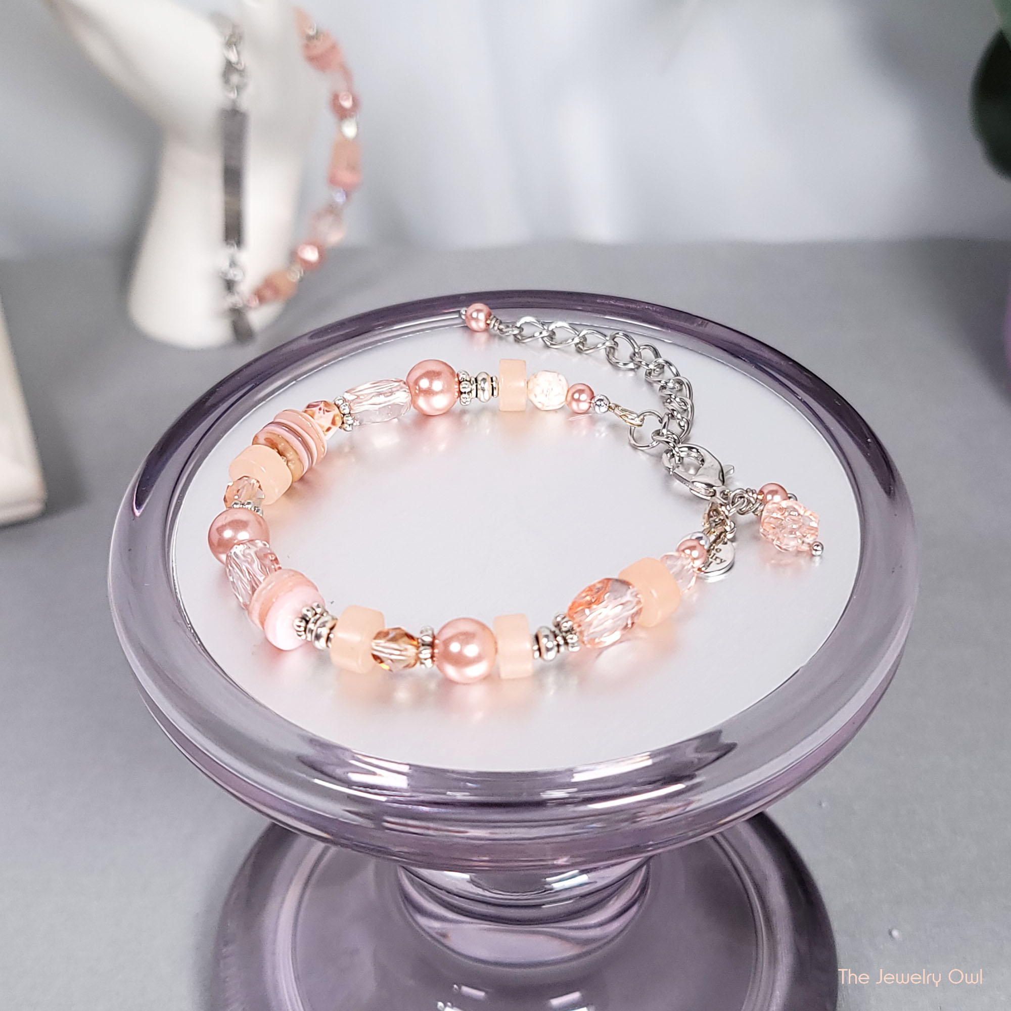 Blush Pink Beaded Bracelet by The Jewelry Owl (thejewelryowl)